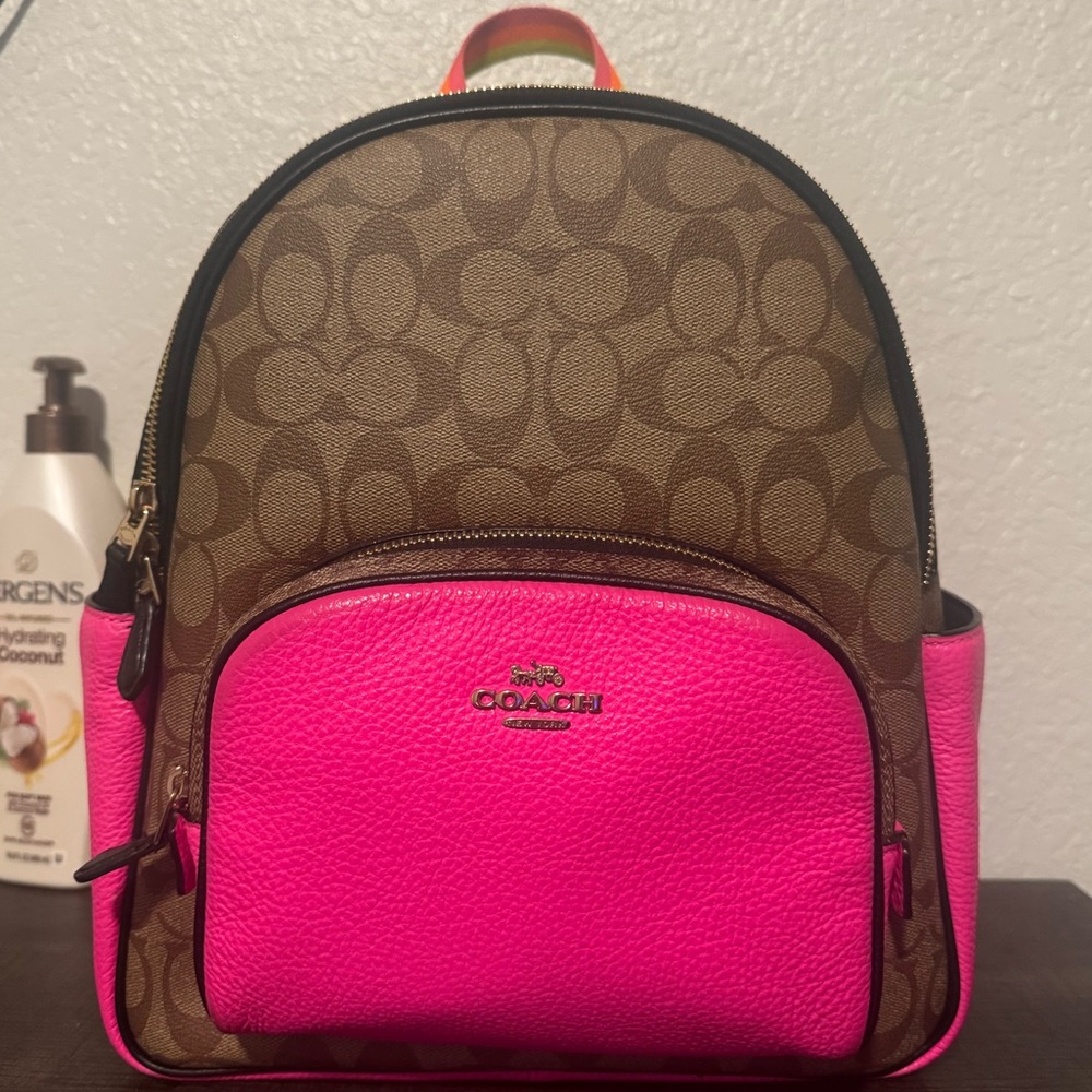Coach Brown and Hot Pink Backpack